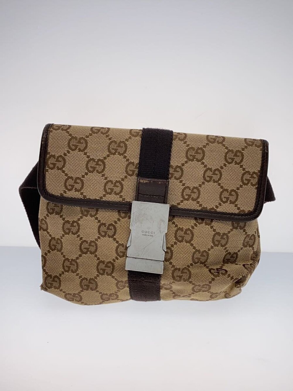 Gucci Waist Belt Crossbody Bag GG Canvas Brown